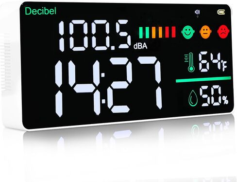 3-in-1 Decibel Meter Noise Monitor Wall Hanging Sound Level Meter with 11 in Large LED Display Noise & Temperature & Humidity Meter Wide Used for Home, Classroom, Studio, Factory in Saudi Arabia