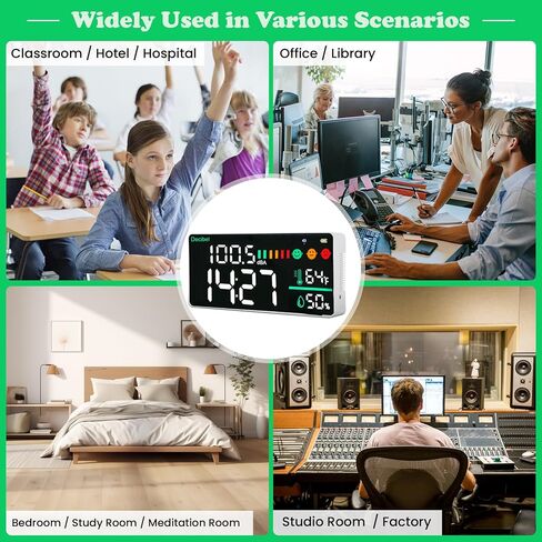 3-in-1 Decibel Meter Noise Monitor Wall Hanging Sound Level Meter with 11 in Large LED Display Noise & Temperature & Humidity Meter Wide Used for Home, Classroom, Studio, Factory in Saudi Arabia