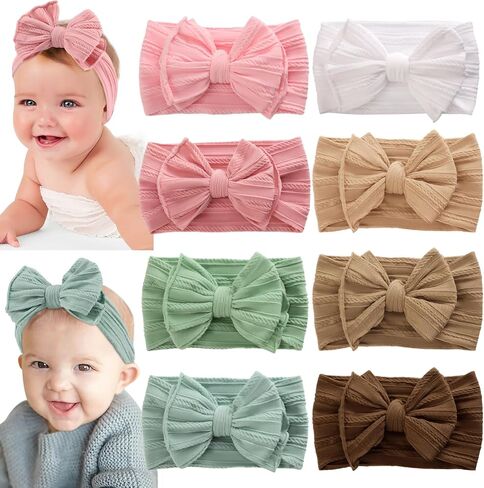 Seiolieliou 6 Pcs Baby Headbands, Baby Girl Flower Headbands, Handmade Flower Headbands for Newborn, Cute Nylon Headbands for Infant Toodle Baby, Baby Hair Accessories Gifts in Saudi Arabia