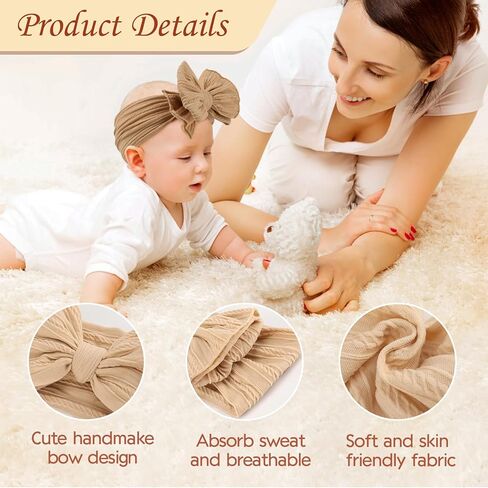 Seiolieliou 6 Pcs Baby Headbands, Baby Girl Flower Headbands, Handmade Flower Headbands for Newborn, Cute Nylon Headbands for Infant Toodle Baby, Baby Hair Accessories Gifts in Saudi Arabia