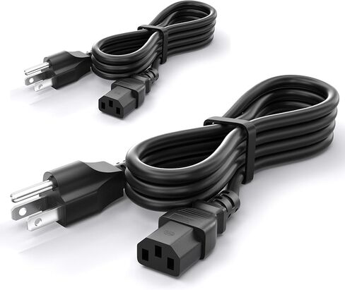 (2 حزمة) سلك طاقة Varbmt 6FT 3 Prong AC مصنوع للكمبيوتر المكتبي، تلفزيون بلازما LCD، الماسح الضوئي، الكمبيوتر الشخصي، الطابعة، مكبر الصوت، مكبر الصوت، جهاز العرض، كابل طاقة الشاشة (NEMA 5-15P إلى IEC 60320 C13) in Saudi Arabia