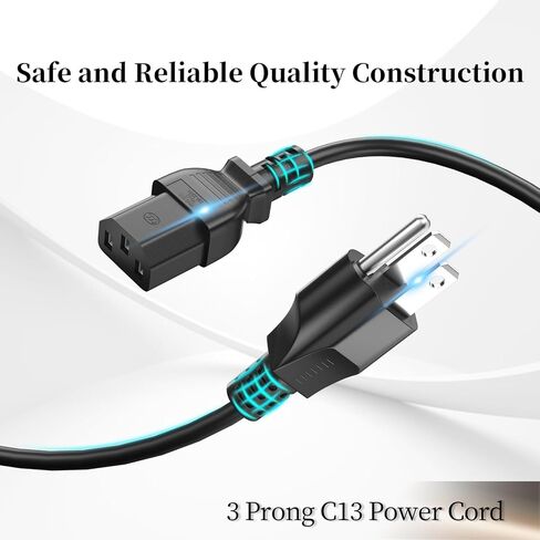 (2 حزمة) سلك طاقة Varbmt 6FT 3 Prong AC مصنوع للكمبيوتر المكتبي، تلفزيون بلازما LCD، الماسح الضوئي، الكمبيوتر الشخصي، الطابعة، مكبر الصوت، مكبر الصوت، جهاز العرض، كابل طاقة الشاشة (NEMA 5-15P إلى IEC 60320 C13) in Saudi Arabia