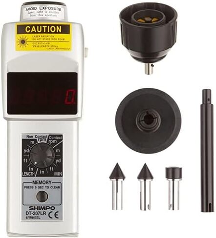 Shimpo DT-207LR مقياس سرعة الدوران المحمول مع عجلة 6 بوصة، شاشة LED، نطاق 6 - 99999 دورة في الدقيقة in Saudi Arabia
