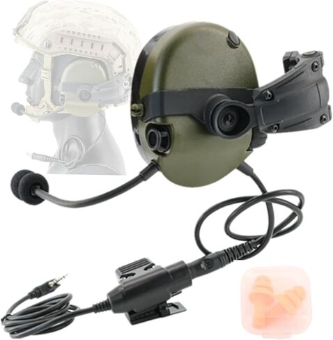 HEARFALCOM Tactical Helmet ARC Rail Mount Version Single Side Headset with KEN U94 PTT Adapter, Compatible with Baofeng Walkie Talkies (FG) in Kuwait