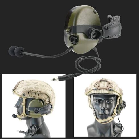 HEARFALCOM Tactical Helmet ARC Rail Mount Version Single Side Headset with KEN U94 PTT Adapter, Compatible with Baofeng Walkie Talkies (FG) in Kuwait