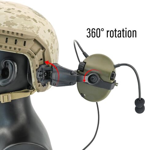 HEARFALCOM Tactical Helmet ARC Rail Mount Version Single Side Headset with KEN U94 PTT Adapter, Compatible with Baofeng Walkie Talkies (FG) in Kuwait