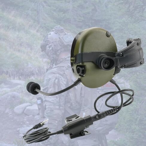 HEARFALCOM Tactical Helmet ARC Rail Mount Version Single Side Headset with KEN U94 PTT Adapter, Compatible with Baofeng Walkie Talkies (FG) in Kuwait