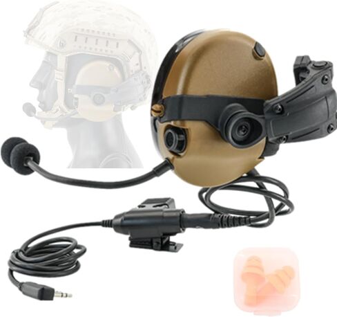 HEARFALCOM Tactical Helmet ARC Rail Mount Version Single Side Headset with KEN U94 PTT Adapter, Compatible with Baofeng Walkie Talkies (FG) in Kuwait