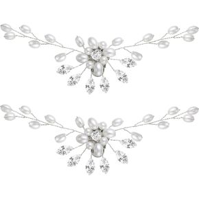2PCS Bridal Pearls Crystals Shoe Clips Rhinestones Shone Buckles Wedding Shoe Accessories for Women Party for Weeding Supplies