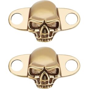 FINGERINSPIRE 2 Pcs Skull Shoe Lace Charms Antique Shoelace Buckle Detachable Fashion Brass Skeleton Shoelaces Decorations Jewelry Shoelace Charm for Sneakers, Boots, Casual Shoes Accessory