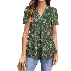 Youtalia Women's V Neck Blouse Short Sleeve Knit Tops Casual Ladies Work Shirts in Kuwait