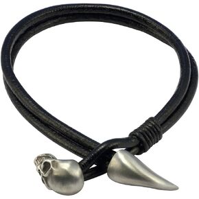 Spearhead Leather Bracelet with Skull and Spike - sharp determination and adventure