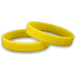 Yellow Ribbon Awareness Silicone Bracelets – Yellow Rubber Wristbands for Spina Bifida, Bladder Cancer, Sarcoma, Missing Children - Perfect for People with Small Wrist