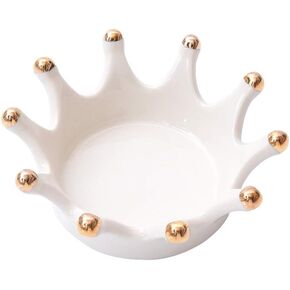 1PC Jewelry Ring Holder Ceramic Crown Earring Necklace Bracelets Stand Holder Tray Ring Home Room Decor Dish Organizer for Girls Women Wedding Birthdays Xmas