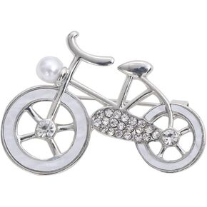 Silver Bicycle Brooch Zircon Bicycle Shape Pin Metal Unisex Vintage Bike Badge for Women Clothing Bag Jacket Denim Accessories Jewelry Gift, Alloy Steel, no gemstone in Kuwait