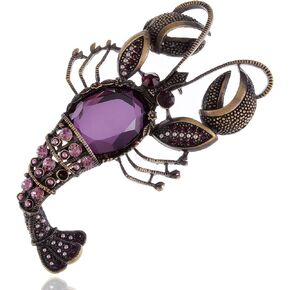 Alilang Large Amethyst Crystal Rhinestone Bead Body Sea King Lobster Fashion Pin Brooch