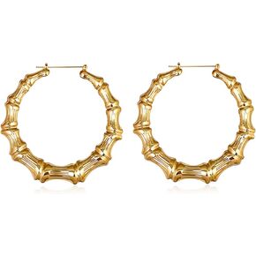 Fashion Large Bamboo Hoop Earrings 80s/ 90s Hip Hop Rapper Earrings For Women Girls