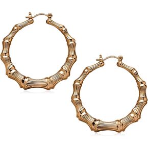 Fashion Large Bamboo Hoop Earrings 80s/ 90s Hip Hop Rapper Earrings For Women Girls