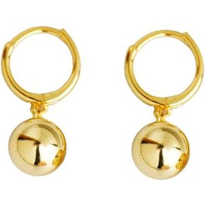 8mm ball Dangle Drop 8.9mm Small Hoop Cuff Earrings for Women Teen Girls Little Girls Cartilage Sterling Silver Huggie Hoops Hypoallergenic Minimalist Cute Bead Charm Hanging Gifts Daughter