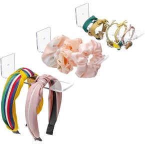Teensery 3 Pcs Clear Acrylic Headband Holder Wall Mounted Hairband Display Holder Hiar Tie Scrunchie Hanging Rack Hair Accessories Storage Organizer for Women and Girls