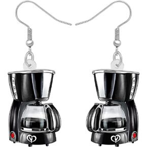 Acrylic Dainty Coffee Maker Machine Earrings Dangle Drop Jewelry Novelty Gifts for Women Girls Kids Coffee Lovers Party Favors Decor