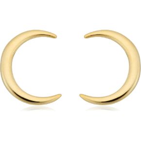 Kooljewelry 14k Yellow Gold High Polish Crescent Moon Stud Earrings in Kuwait