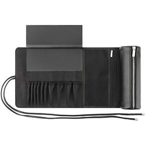 REQO Makeup Brush Organizer with Lid,Makeup Brush Holder Case Dustproof Black,Make Up Brush Bag Pouch with Cover Trave