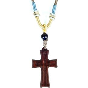 ZYUCWTS Nature Wooden Cross Necklace Jewelry for Women Men Catholic Gifts Wood Crafts Rear View Mirror Crucifix Pendant Hanging in Kuwait