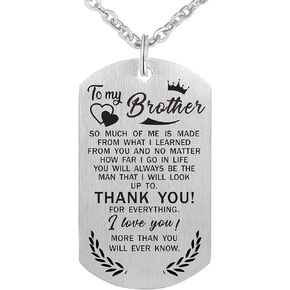 to My Brother Necklace Men Jewelry Dog Tag Necklace for Brother