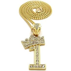 MENS ICED OUT NUMBER 1 TO 9 PENDANT 3mm/ 24" CUBAN CHAIN NECKLACE