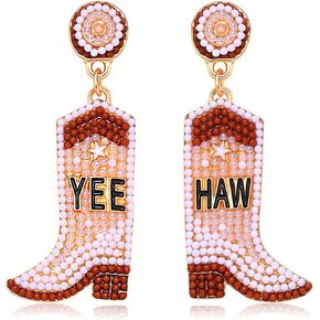 Beaded Cowboy Boot Earrings Western Cowgirl Boot Drop Dangle Earrings for Women Boho Handmade West Shoes Earrings Bachelorette Party Jewelry Gifts in Kuwait