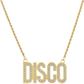 Disco Necklace 70s Party Gold Chain Rapper Hip Hop Chain Necklace Bling Costume Accessories for Men Cosplay Disco Party Christmas Theme Party - Gold