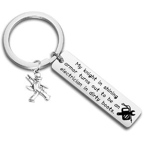 Gzrlyf Electrician Keychain Funny Electrician Gifts Electrician Graduation Gifts My Knight in Shining Armor(Keychain)