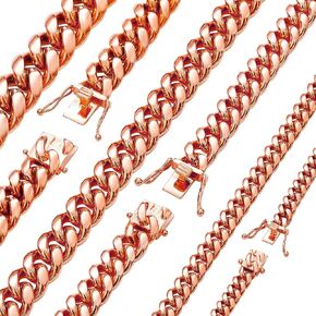Jewelry Kingdom 1 Cuban Link Chain Necklace or Bracelet with Quick Release Buckle for Men Boys RoseGold Stainless Steel Hip Hop Miami Curb Chain 7-30 inches