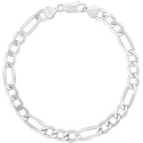 ARGENTO REALE 925 Sterling Silver 3MM 3.5MM, 4MM, 4.5MM,7MM,8MM,10.5MM Figaro Link Chain Necklace - Silver Figaro Link Necklace for Men 18-30 in Kuwait