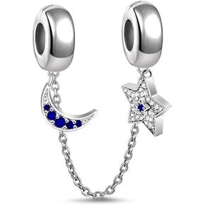 GNOCE "Harbor of Love Connection Safety Chain Moon and Star Starry Night Safety Chain Fit All Bracelet Necklace Birthday Valentines Day Women Girls Gifts