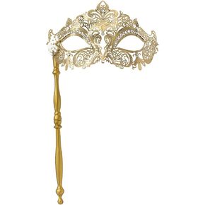 WILOVCOS Venetian Masks for Womens,Masquerade Mask with Stick,Mardi Gras Cosplay Party Mask