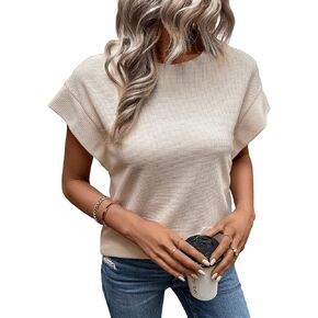 SweatyRocks Women's Solid Short Batwing Sleeve Tee Tops Plain Casual Solid Loose Holiday T-Shirts