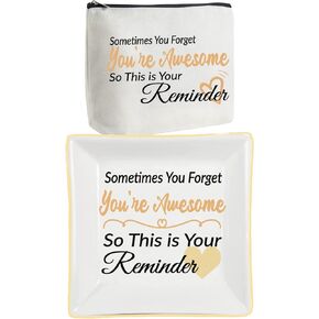 Christmas Gifts for Women,Sometimes You Forget You are Awesome Jewelry Dish,Thank You Makeup Bag,You are Awesome Makeup Bag,Christmas Awesome Gifts for Women,Thank You Encouragement Gifts for Women