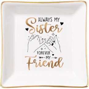 SANDJEST Always My Sister Forever My Friend علبة مجوهرات هدايا أخت من طبق حلية أخت من السيراميك حامل أطباق أطباق لعيد الميلاد وعيد الميلاد in Kuwait