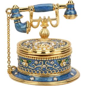 Vintage Telephone Figurine, Enamel Telephone Figurine Decorative Jewelry Box Vintage Phone Prop for Girls Gift
