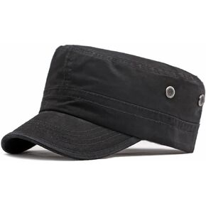 Unisex Military Hat Men Women Cotton Twill Flat Top Baseball Cap Adjustable Daily Cadet Hat
