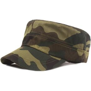 Unisex Military Hat Men Women Cotton Twill Flat Top Baseball Cap Adjustable Daily Cadet Hat