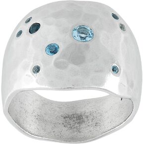 Silpada 'Major Statement’ Sterling Silver Sky, London, and Swiss Blue Topaz Ring