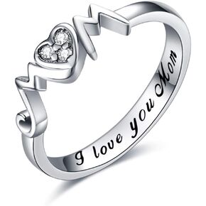 YFN Mom Rings 925 Sterling Silver Mom Mother Rings Women Jewelry Gifts for Mum Mothers Day Gifts