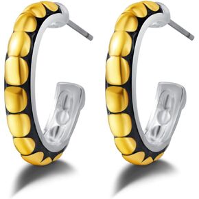 UNY Jewel Jewelry Make a Statement With Our Two Tone Thine C Shape Post Earrings Featuring Detailing Perfect For Any Occasion