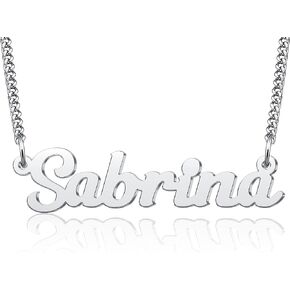 Name Necklace Personalized Initial Necklace Stainless Steel Curb Link Chain Christmas Gift Jewelry for Women Men