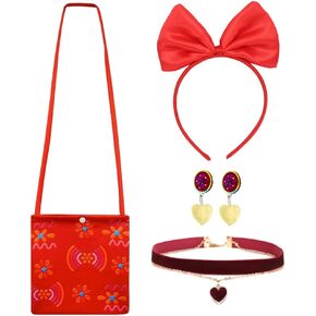 Girls Encanto Costume Accessories Dolores Dress up Accessories for Girls Dolores Bag Headband Necklace Earrings Halloween Christmas Party Favors for Kids