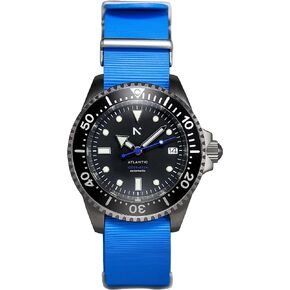 Rotate North - Men’s Mechanical Diver Watch, Stainless Steel, Durable, Versatile and Waterproof, Protected by Sapphire Crystal, with Vegan Performance Strap (Atlantic)