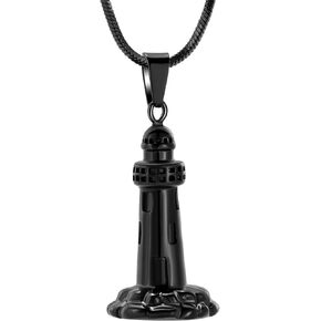 Urn Necklace for Ashes Men's Cremation Jewelry Lighthouse Memorial Urn Necklace For Loves One Ashes Holder with Filling Kits